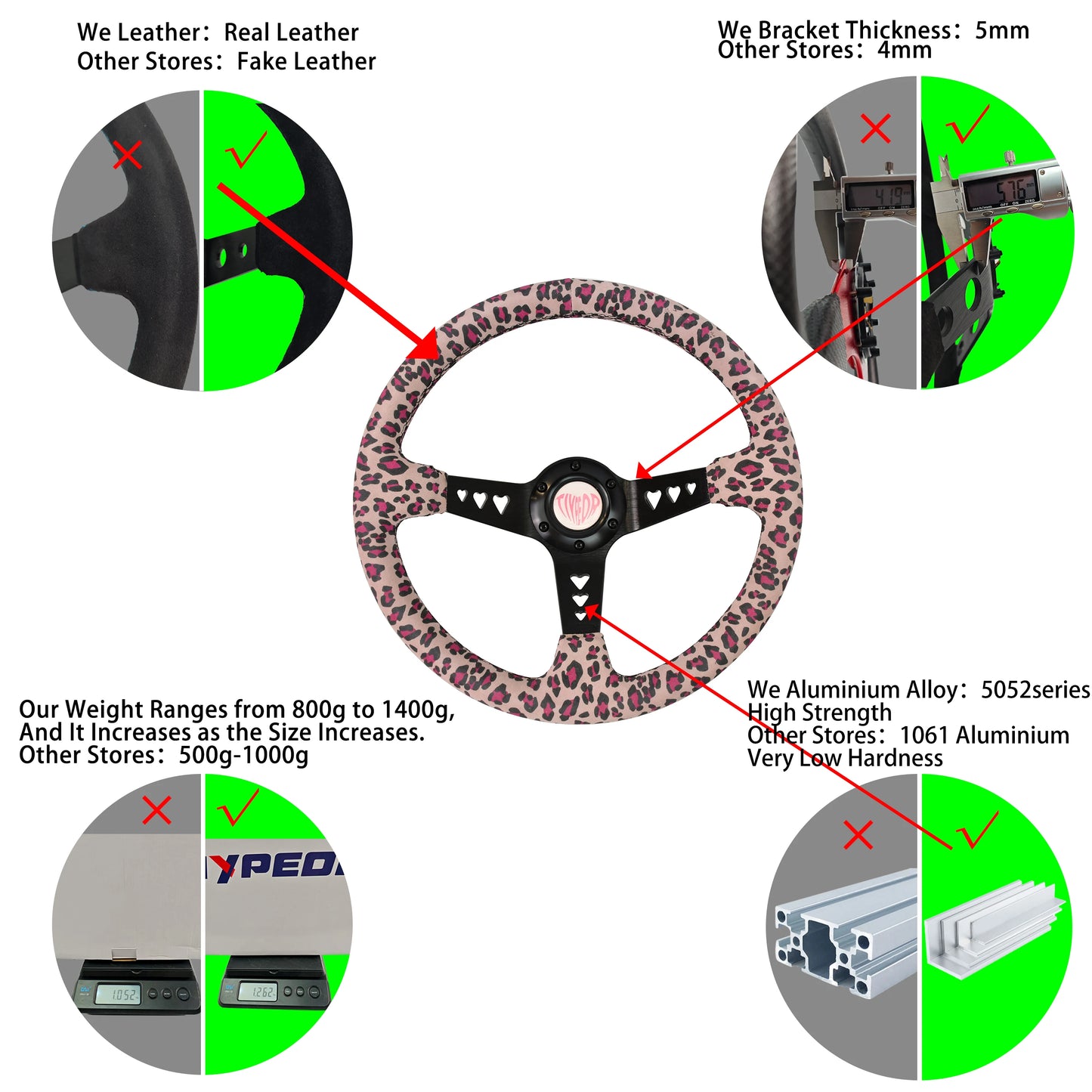 Volante Esportivo Tiypeor "Heart shape"