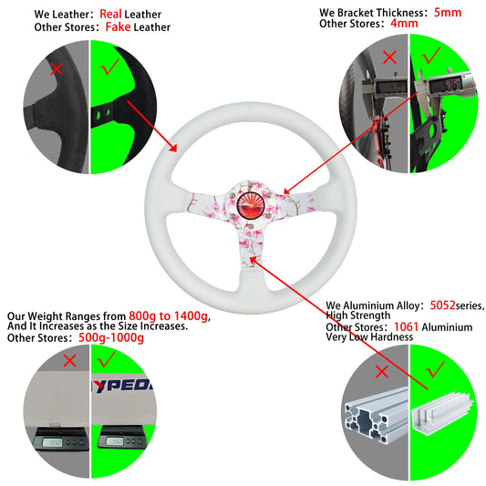 Volante esportivo Flores de Sakura Branco