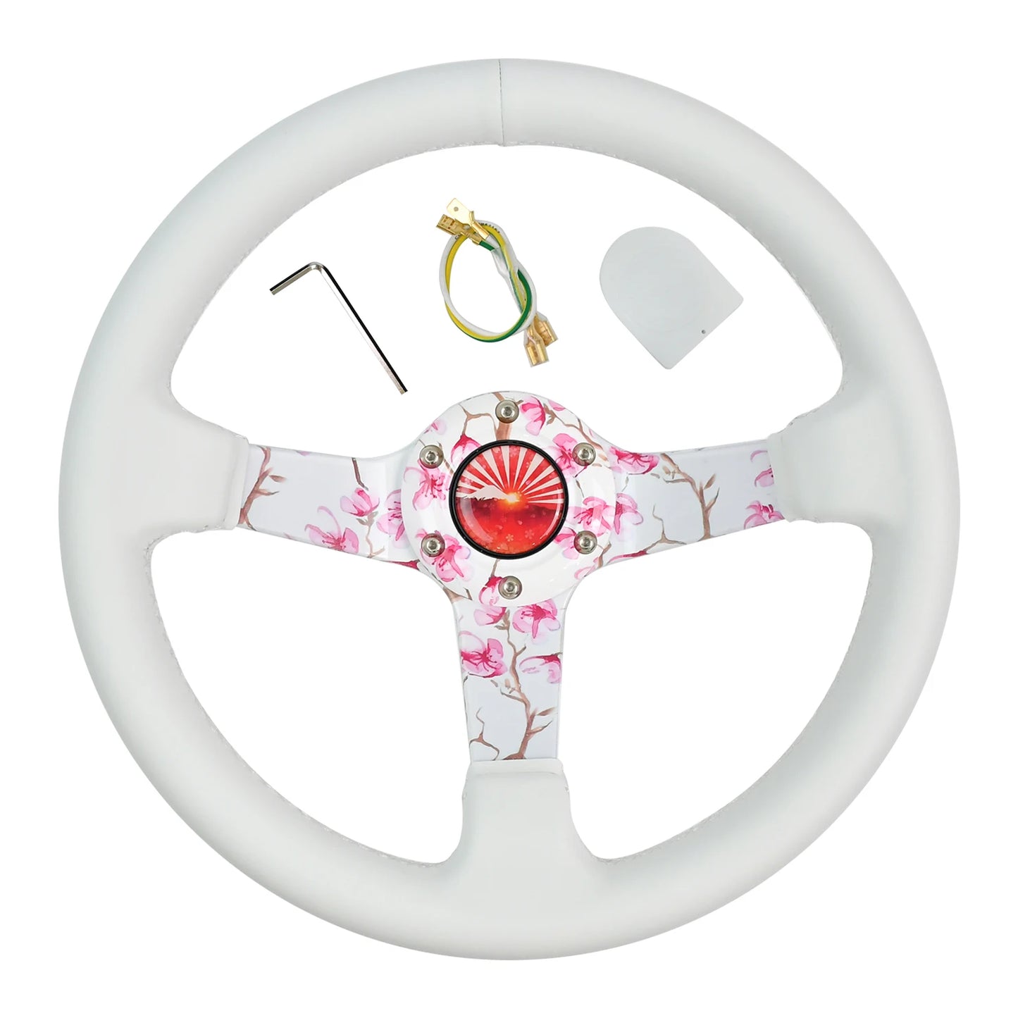 Volante esportivo Flores de Sakura Branco