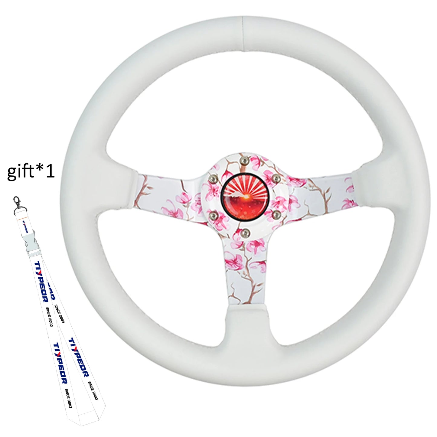 Volante esportivo Flores de Sakura Branco