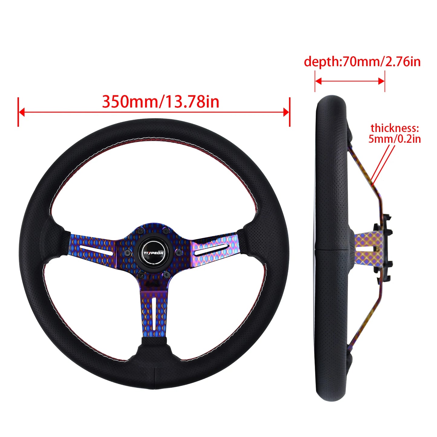 Volante esportivo Tiypeor aço texturizado