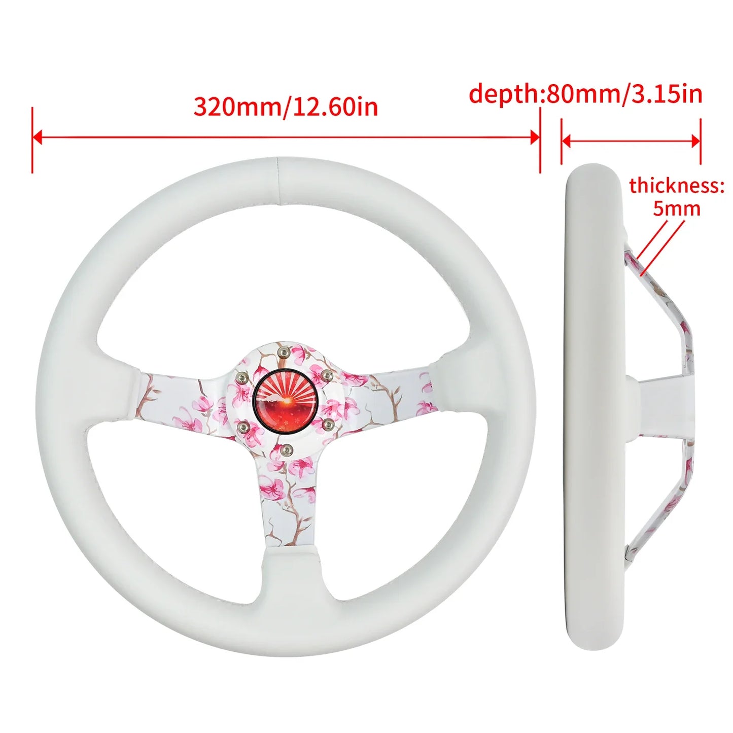 Volante esportivo Flores de Sakura Branco